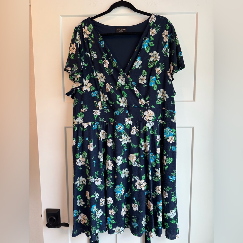 Lane Bryant Navy Floral Midi Dress